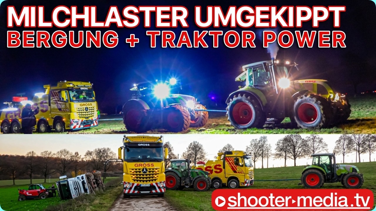 🆘 MILCHLASTER UMGEKIPPT INS FELD 🆘 | 🚜 Bergung mit Bergungsfirma & Traktoren 🚜