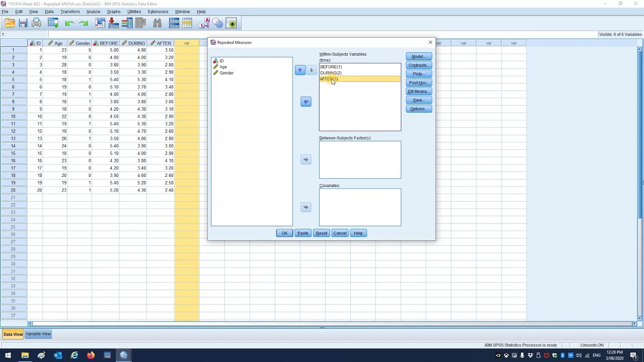 Within-Subjects One Way ANOVA (SPSS)