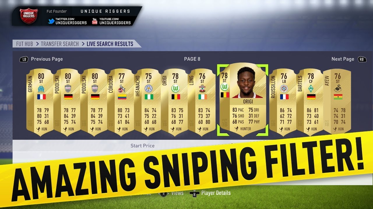 ONE OF THE BEST SNIPING FILTERS ON THE GAME! FIFA 18 ULTIMATE TEAM TRADING METHOD