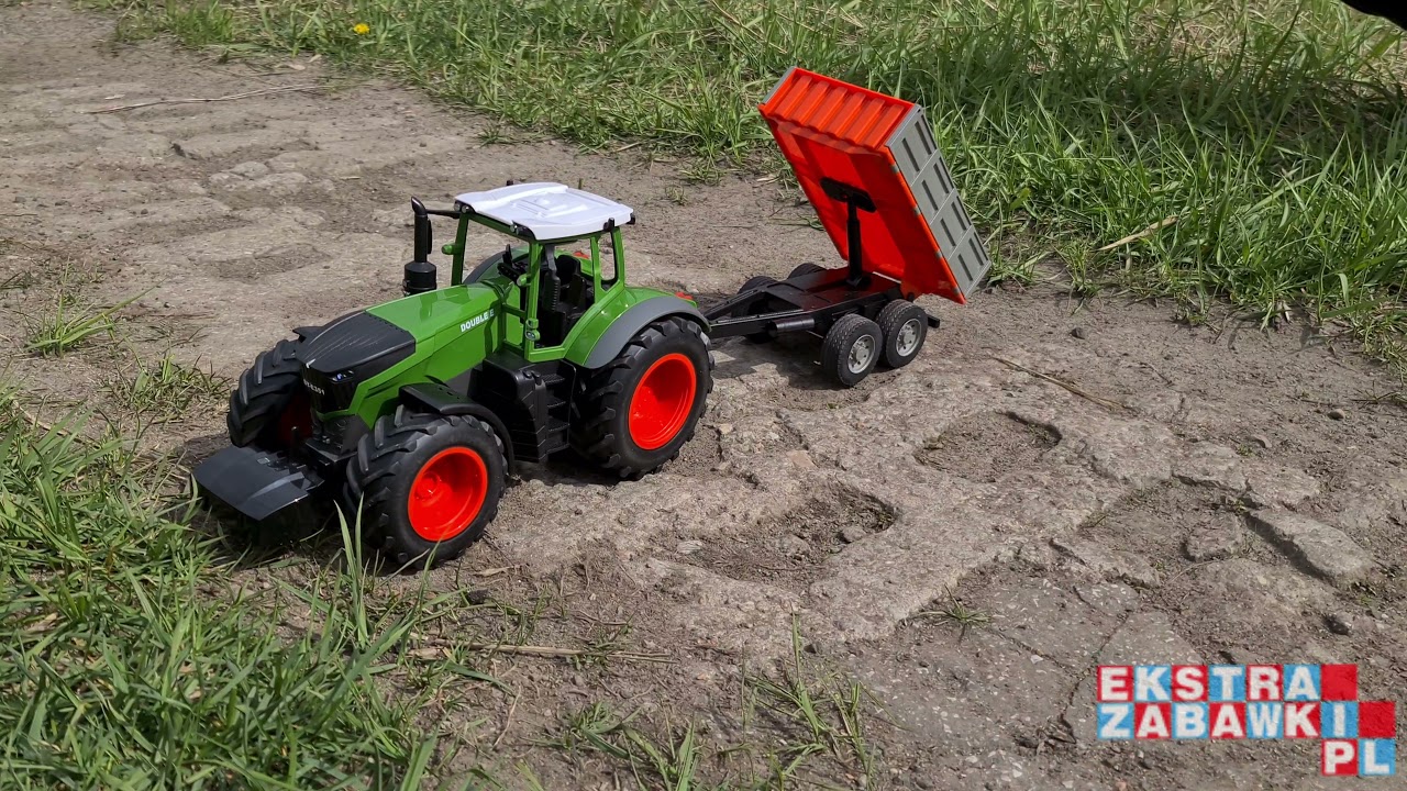 Duży traktor zdalnie sterowany z przyczepą na pilota Double E E354-003 od EkstraZabawki.pl