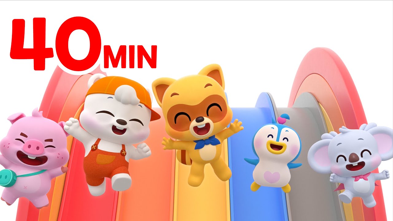 Learn Colors with Rainbow Slides + More 🖍️🌈 | 40 min Cartoon | For Kids | Colors for Kids