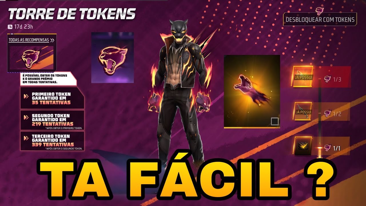 PEGANDO O NOVO PUNHO PRESA DO JAGUAR NO FREE FIRE - EVENTO TORRE DE TOKENS - TA FÁCIL ?