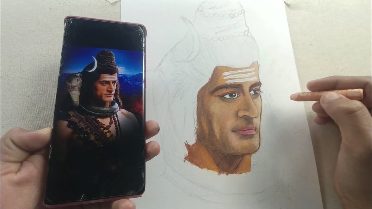 How To Draw Lord Shiva with Oil Pastels, Mahadev Drawing 🤩