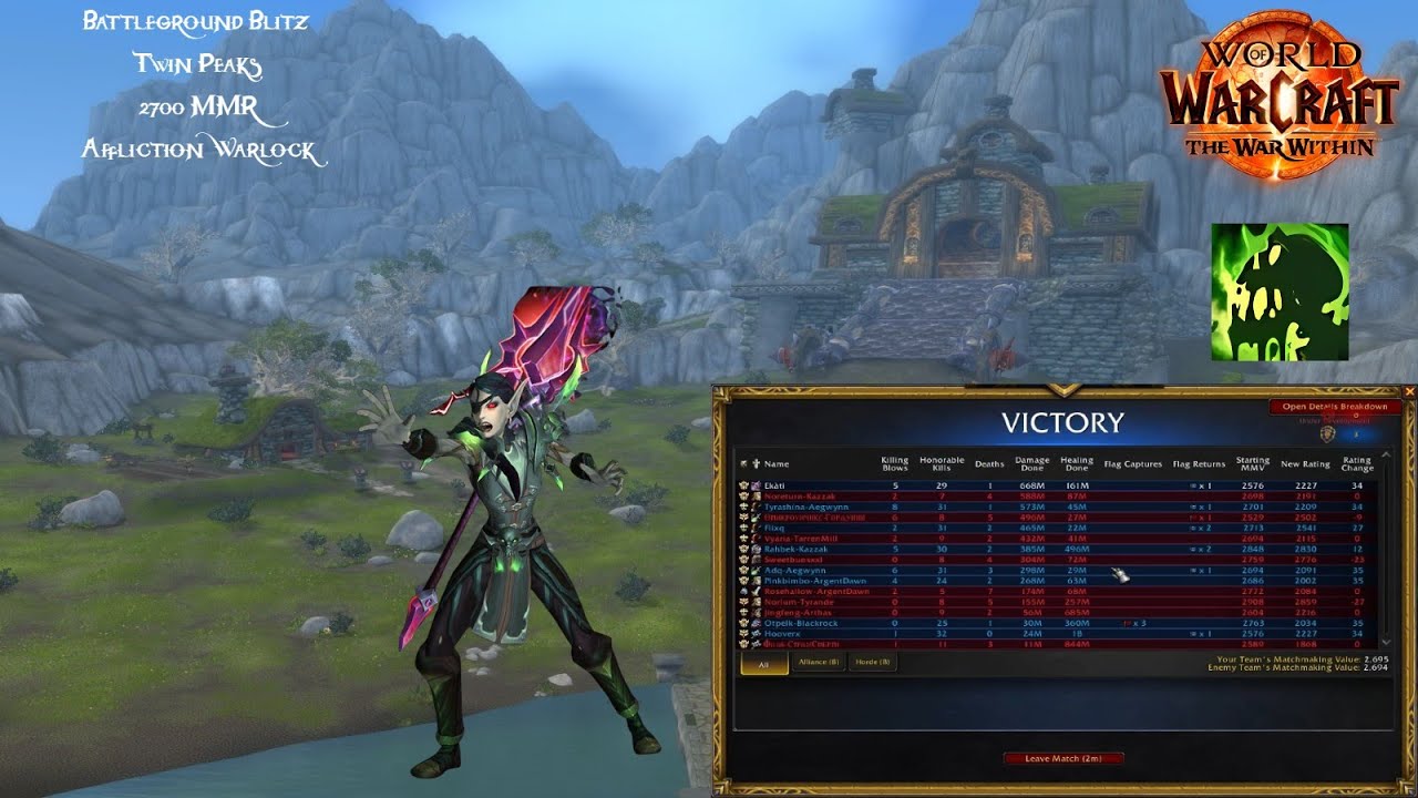 🔥 2700 MMR Battleground Blitz | Affliction Warlock - 11.2.0 - The War Within Season 3🔥