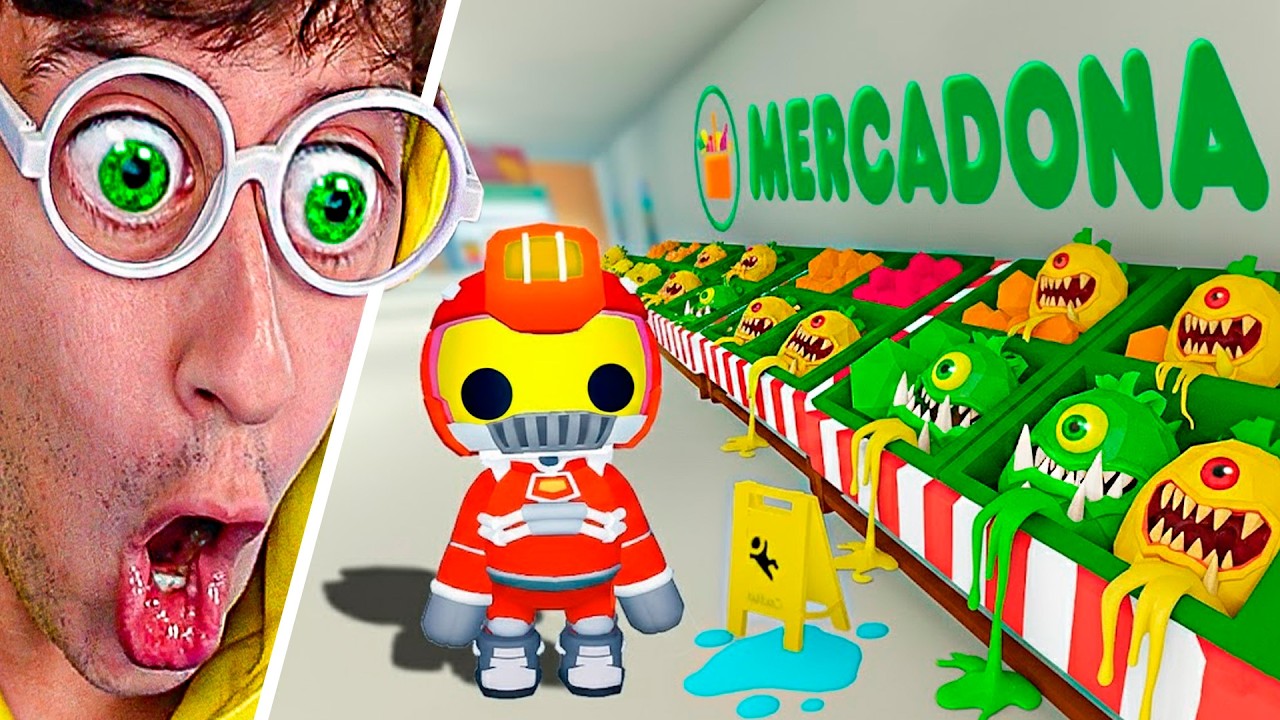 24 HORAS en Supermercado Espacial 🍎!! (desastre en Mercadona 👮🏻‍♂️🚨) - Wobbly Life #484