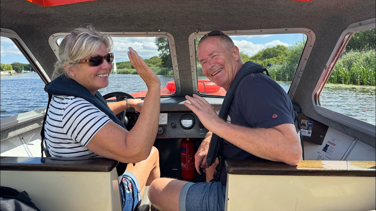 We hired a day boat on the Norfolk Broads from Wroxham.