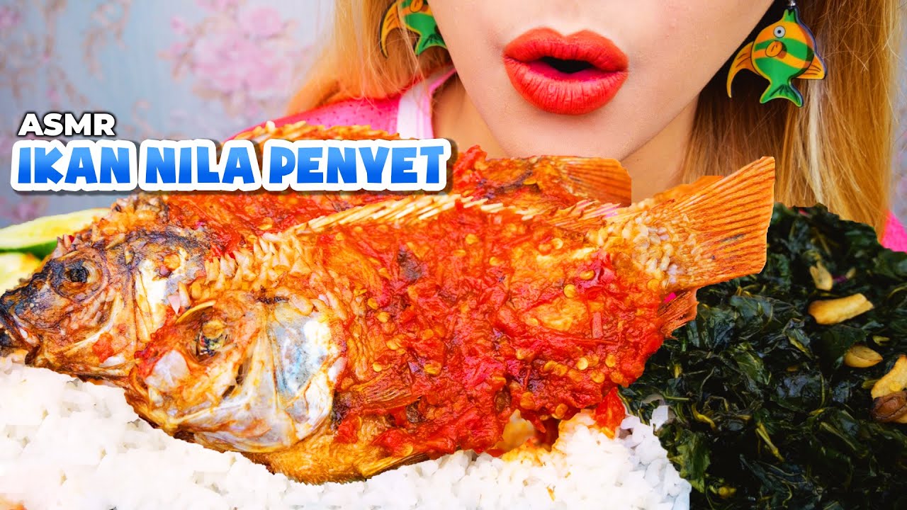 ASMR IKAN NILA GORENG SAMBEL PENYET & TUMIS DAUN PEPAYA 😋 | ASMR Indonesia