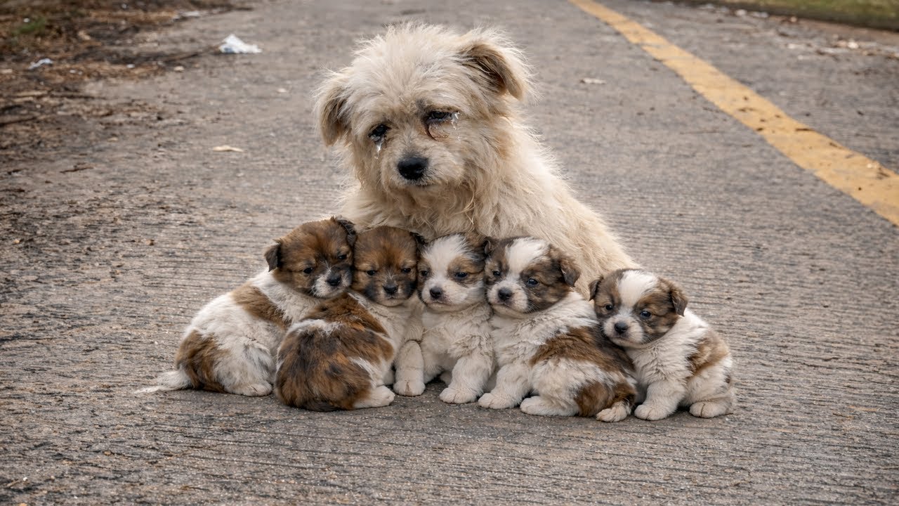 “I Have Nothing to Feed Them”: A Helpless Mother Dog Watches Her Puppies Cry