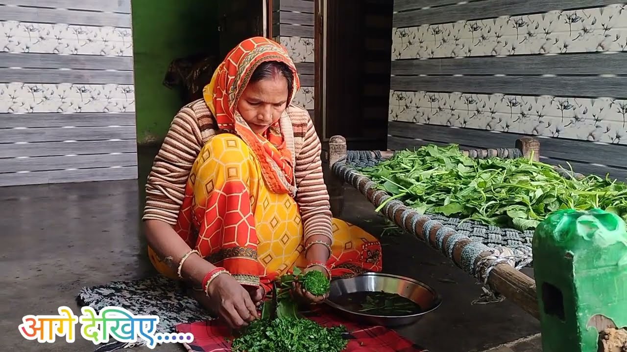 गांव का स्वाद आपके साथ🙏सरसों का साग मक्के की रोटी🌺Villege Food 🥗 Sarson Ka Sag Makke Ki Roti Village
