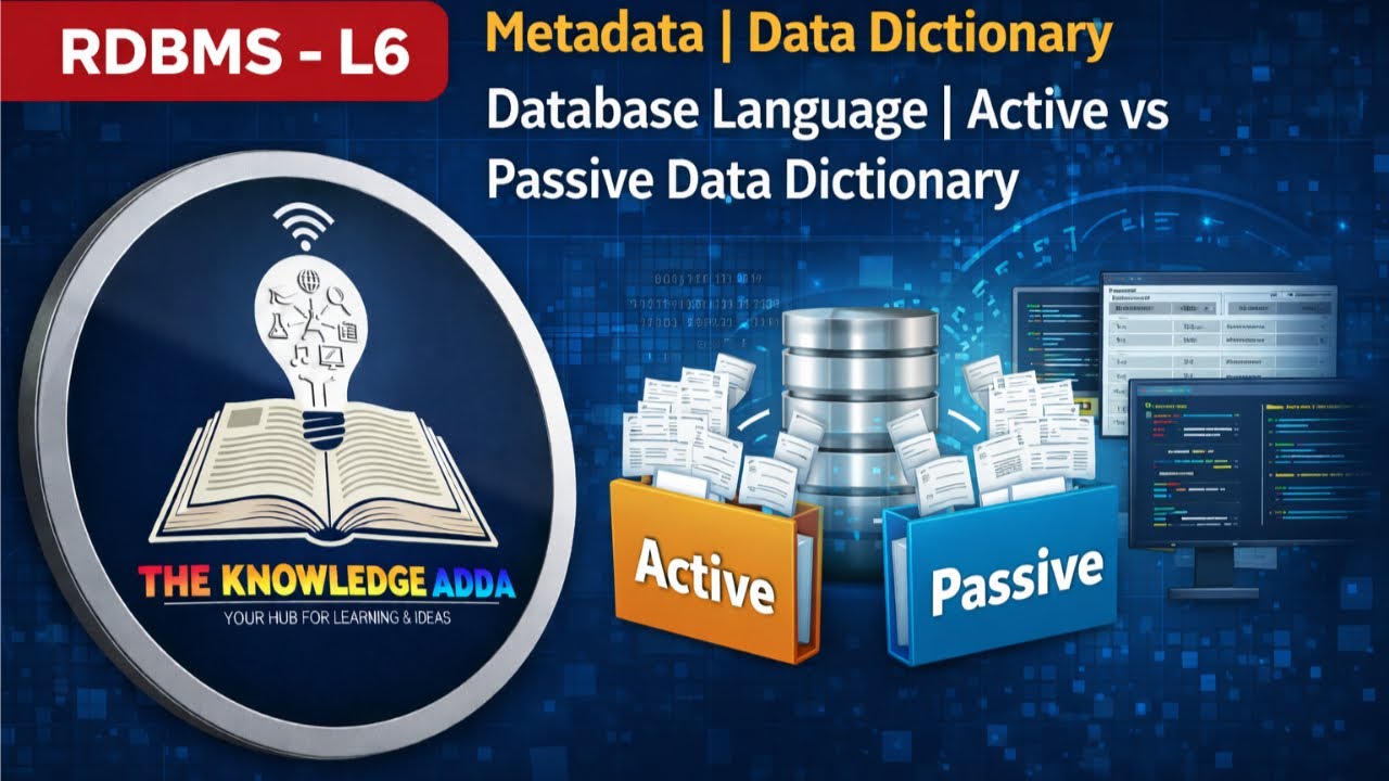 RDBMS - L6 : Metadata | Data Dictionary | Database Language | Active  vs Passive Data Dictionary