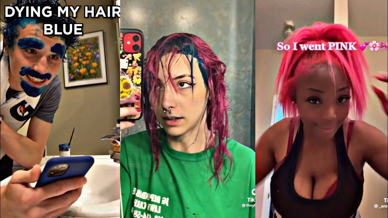 Dye my hair with me TikToks compilation 💙💜