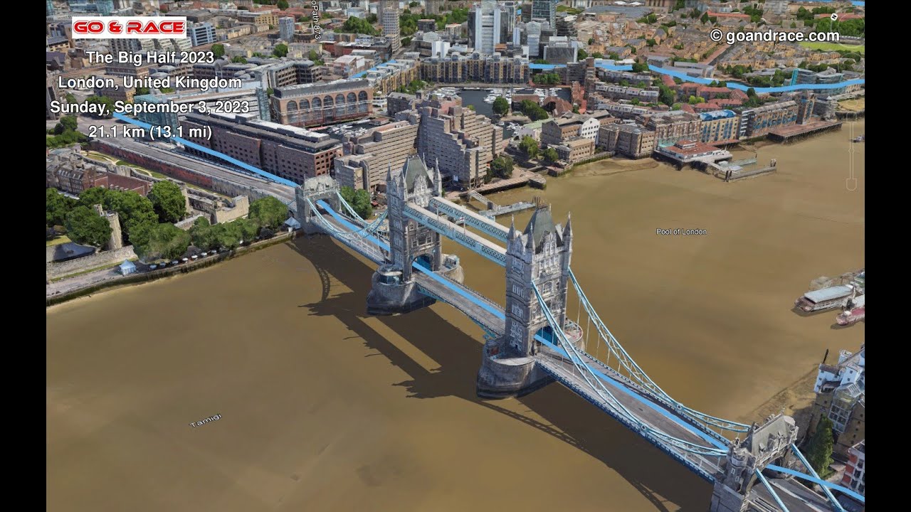 The Big Half 2023: fly over the 21.098 km 3D race path!