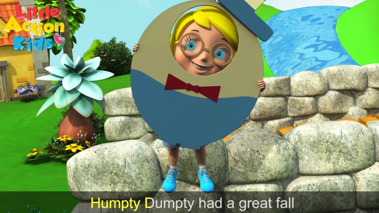 Humpty Dumpty Sat on a Wall  With Lyrics | Children's Nursery Rhymes Songs | Little Action Kids