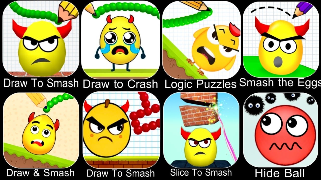 Draw to Smash Gameplay,Draw To Smash,Hide Ball,Logic Puzzles,Draw to Crash,Smash the Eggs,Android