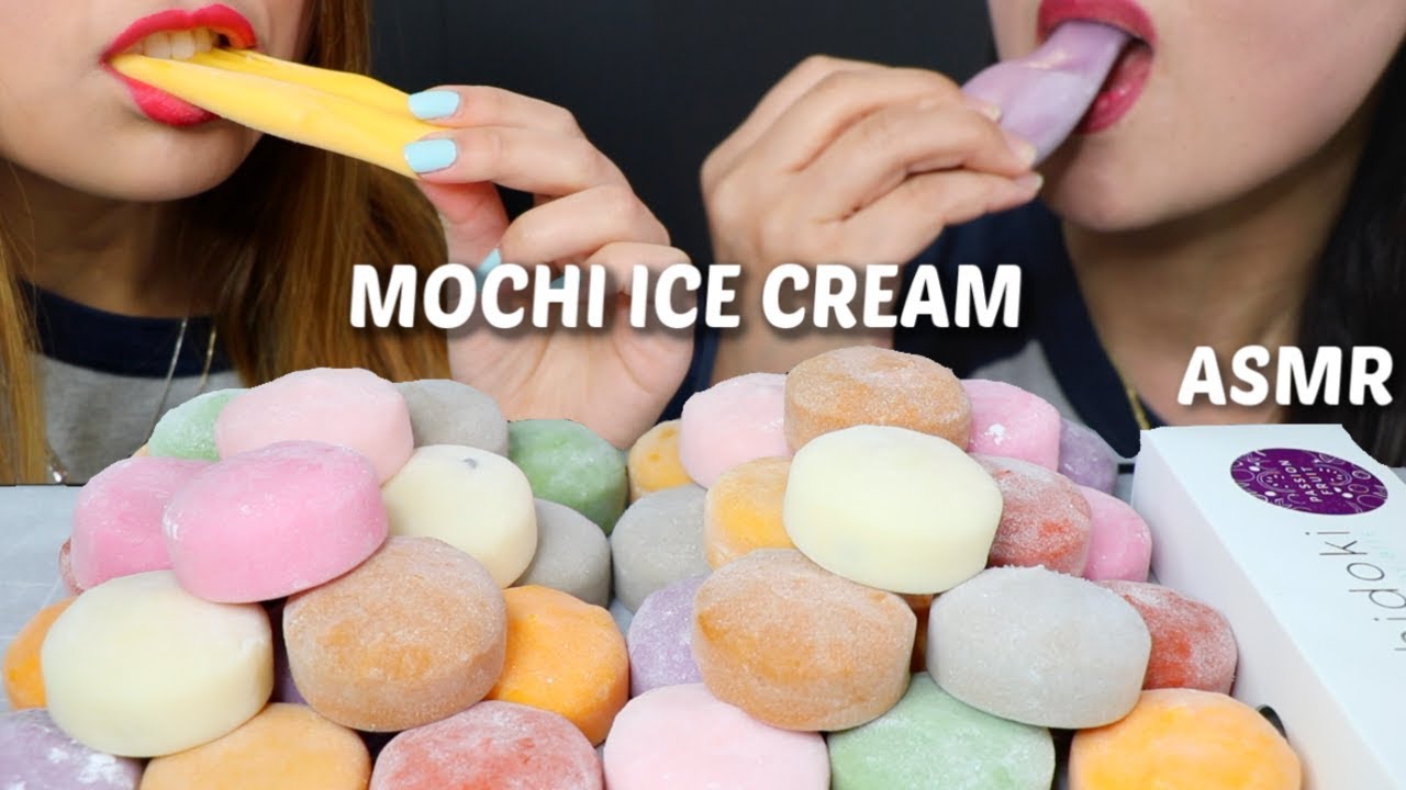 ASMR MOCHI ICE CREAM (soft and sticky eating sounds) 모찌 아이스크림 리얼사운드 먹방 もちアイス | Kim&Liz ASMR