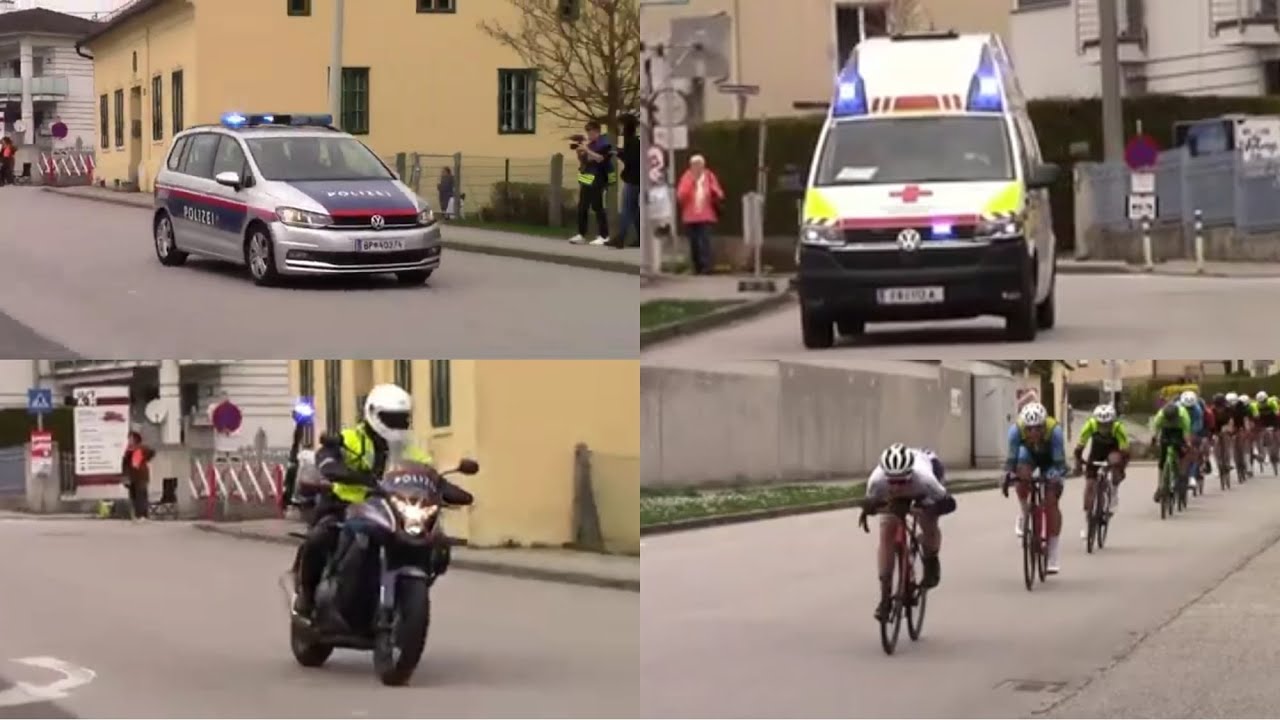 Radrennen Leonding Polizei & Rettung auf Einsatzfahrt