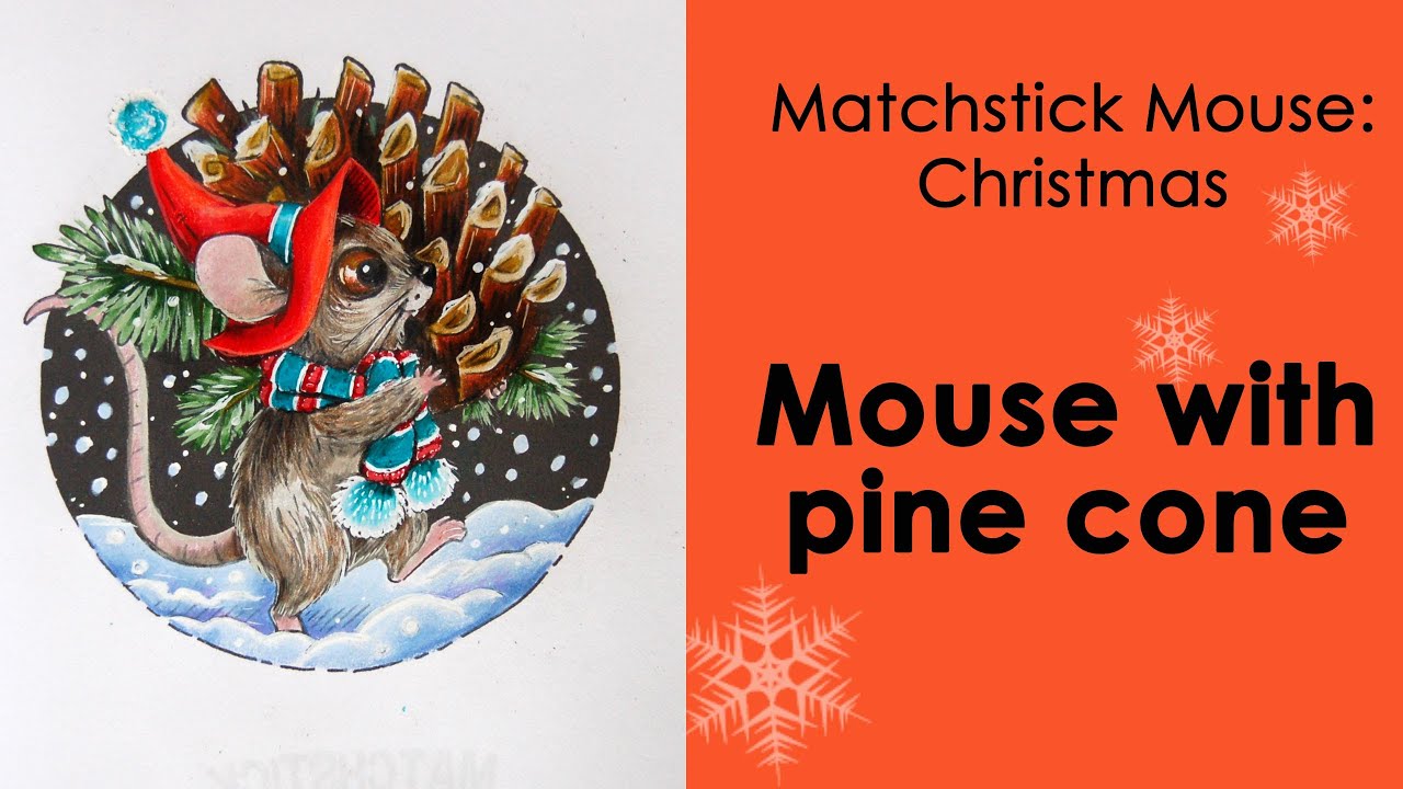 Mouse with pine cone #Coloring in 'Matchstick Mouse: Christmas' with Prismacolor #adultcoloring
