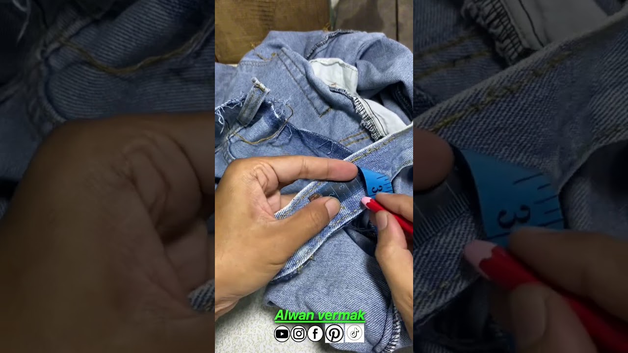 learn to sew and how to reduce the waist of oversized and neat levis trousers#sewingtutorial 