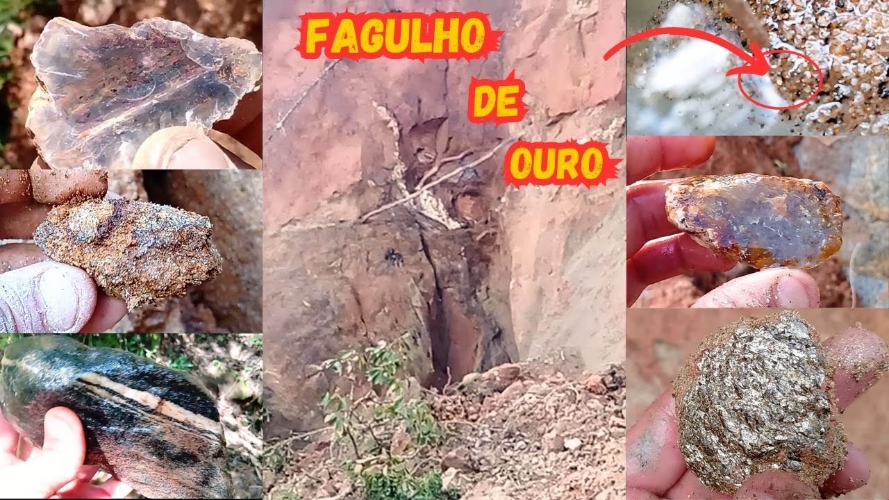 Barranco mineralizado e fagulhos de ouro na bateia   #garimpodeouro #ouro