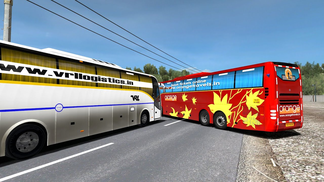 Impatient Bus Drivers fighting [VRL & Orange] on the road | Euro Truck Simulator 2