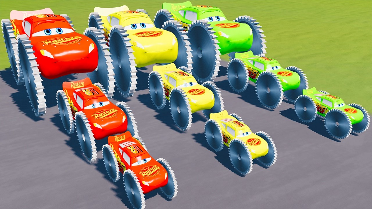 Big & Small McQueen Saw Colorful VS Train | BeamNG.drive