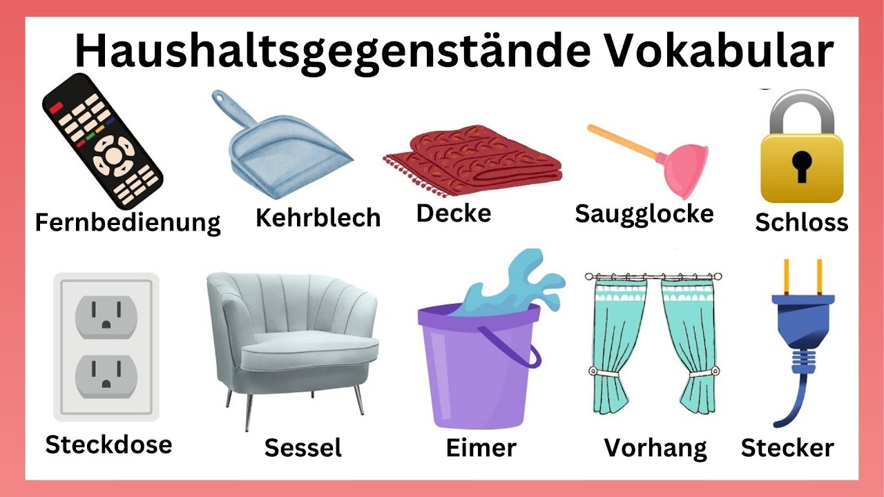 Teil 1: Haushaltsgegenstände mit Artikeln | Deutsch lernen für Anfänger | Tägliche deutsche Wörter