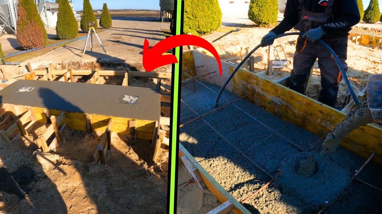 Stopy pod wagę najazdową.Tyczenie Szalowanie Betonowanie. Lekkie wybrzuszenia