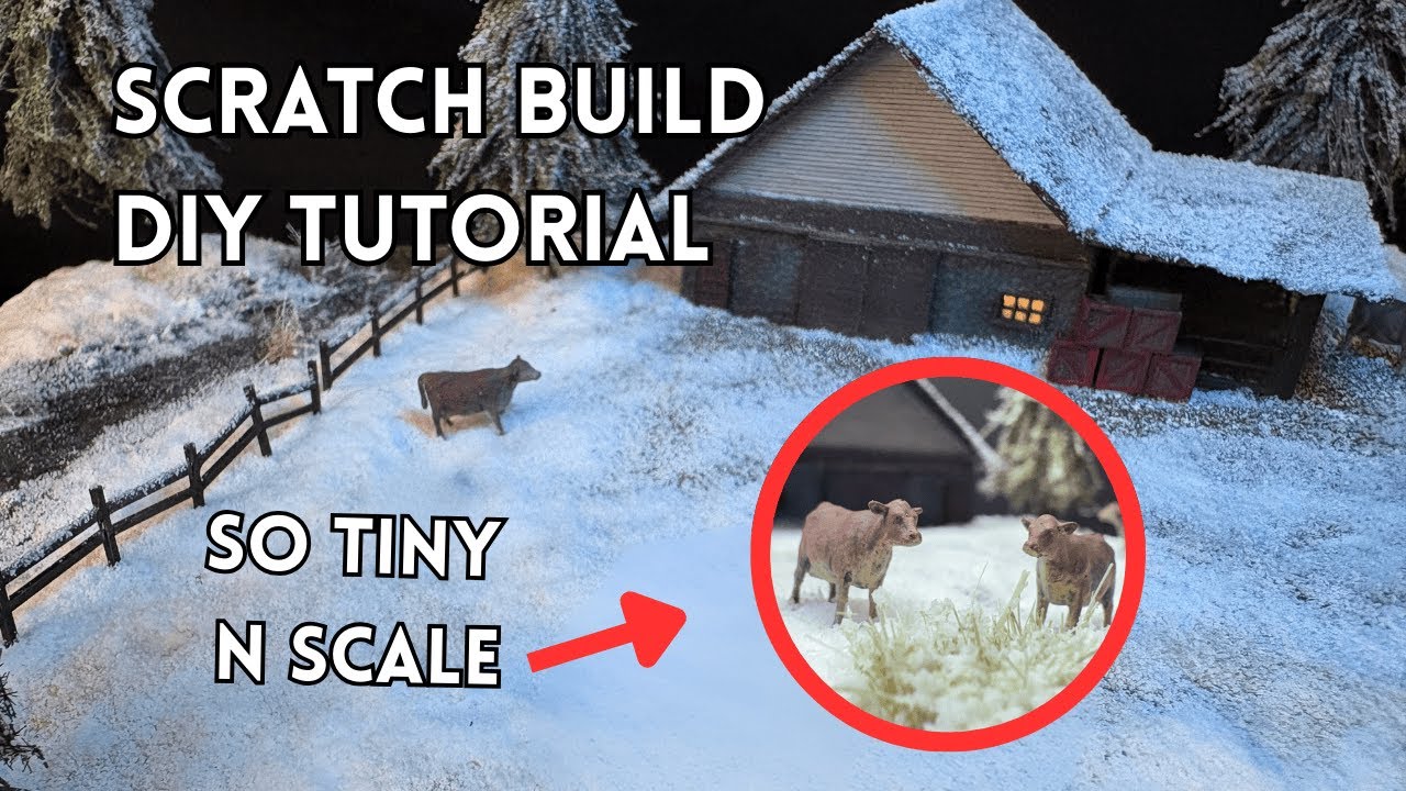 DIY Scratch Build a Tiny N Scale Barn with Cows