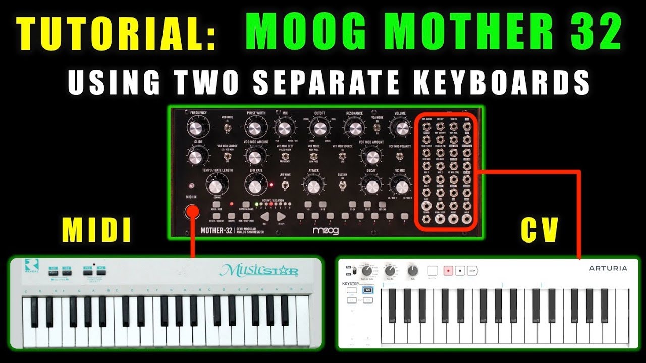 Moog Mother 32 Tutorial: Using 2 Separate Keyboards with the M32 (Keystep + MIDI Controller)