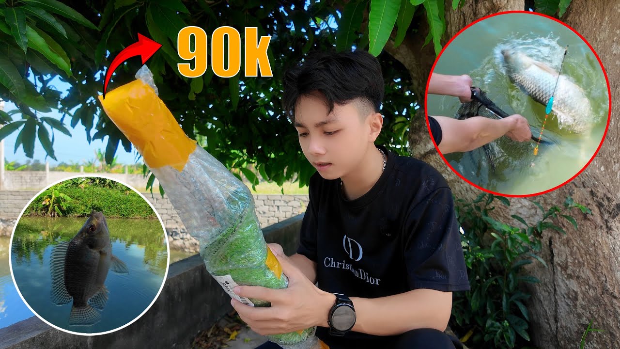 Thử Thách Câu Hết Cá Trong Ao Bằng Combo Cần Câu 90k