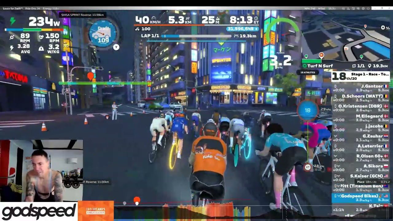 Stage 1 - Race - Tour de Zwift Today 04:10 Turf N Surf   1 Laps   25 km