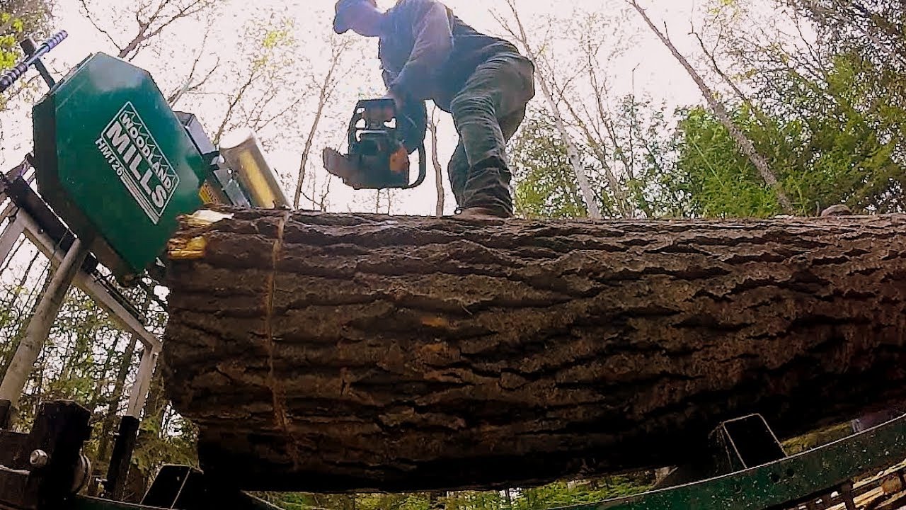 1 Ton Log on my Sawmill! Bad idea?- Ep23- Outsider Log Cabin