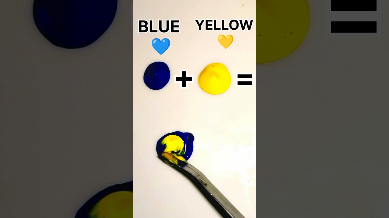 BLUE 💙 + YELLOW 💛 = ? || Colour Mixing🎨 #shorts #drawing #colors #tricks