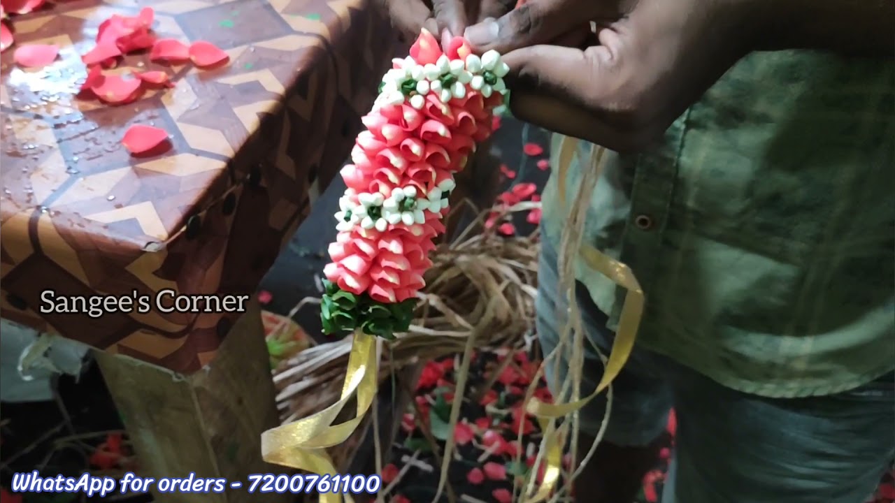 How to tie rose petals garland | Easy rose garland making