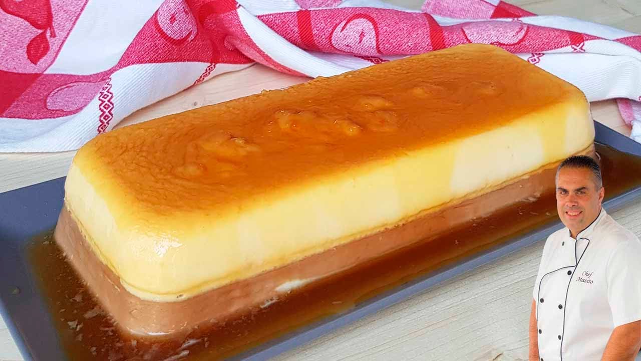 Flan de dos chocolates SIN HORNO y SIN HUEVO receta facil y muy rica