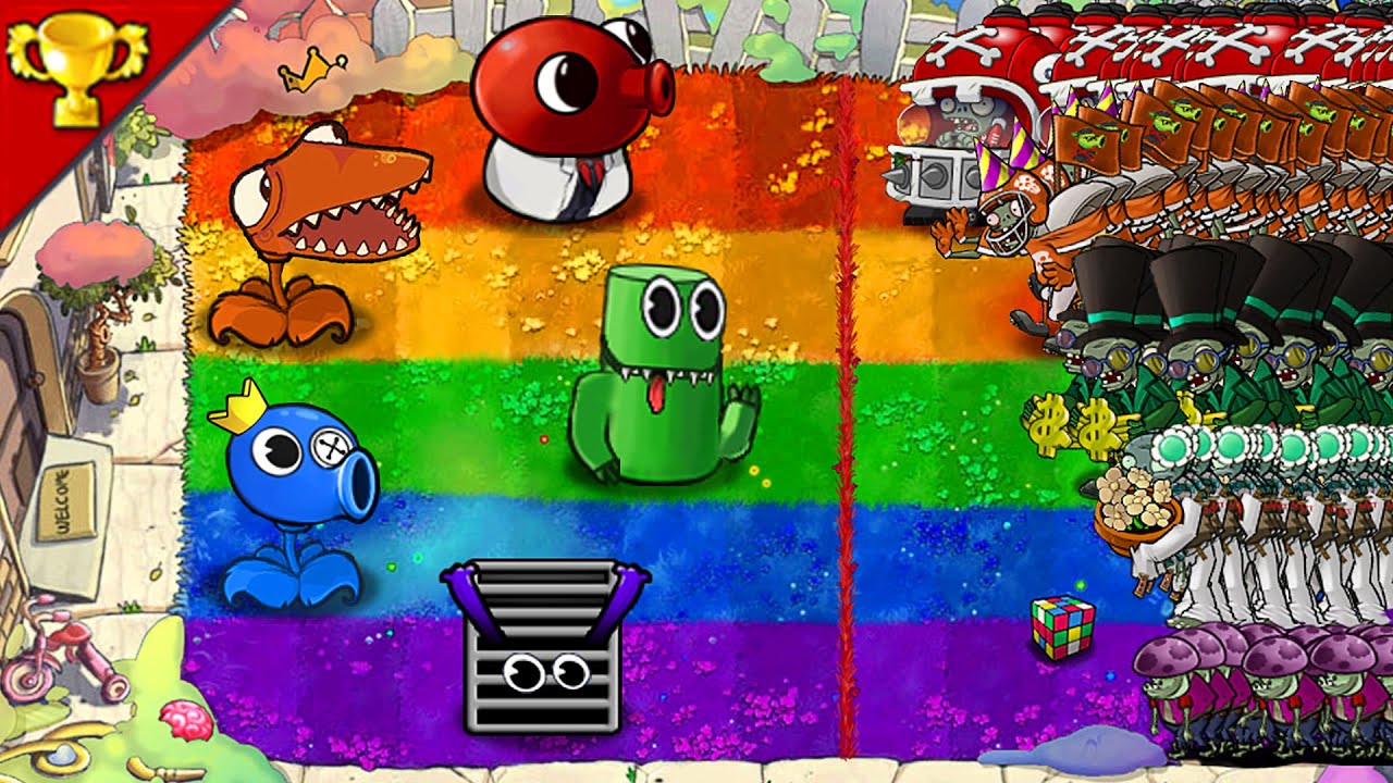 Plants vs Zombies : Roblox Rainbow Friends in Rainbow Map Minigame ( PVZ Epic Mod )