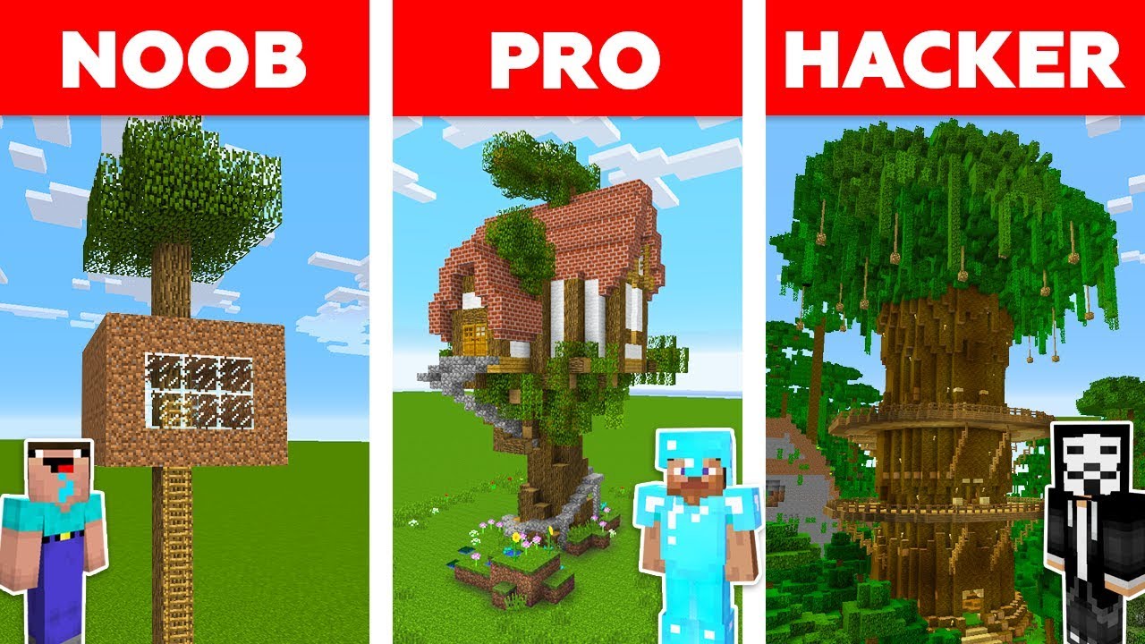 Minecraft NOOB vs PRO vs HACKER : THE BEST TREE HOUSE CHALLENGE in minecraft / Animation