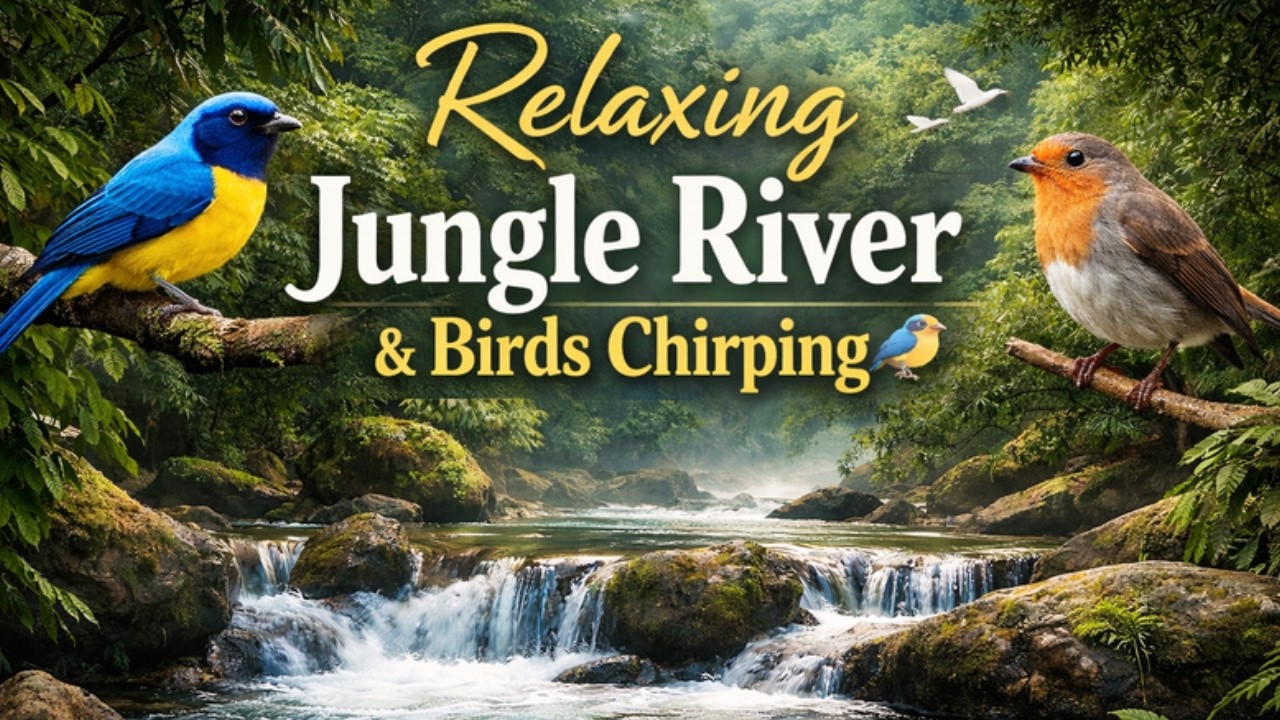 Relaxing Jungle River & Birds Chirping 🐦 Nature Sounds for Sleep & Study