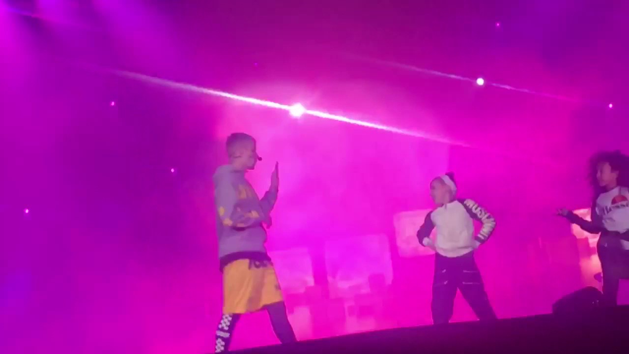 Lexy on stage with Justin Bieber Cardiff 2017
