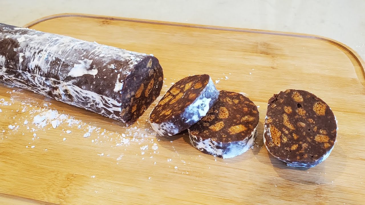 Chocolate Salami Recipe |  The Best Dessert with Lotus Biscoff Cookies
