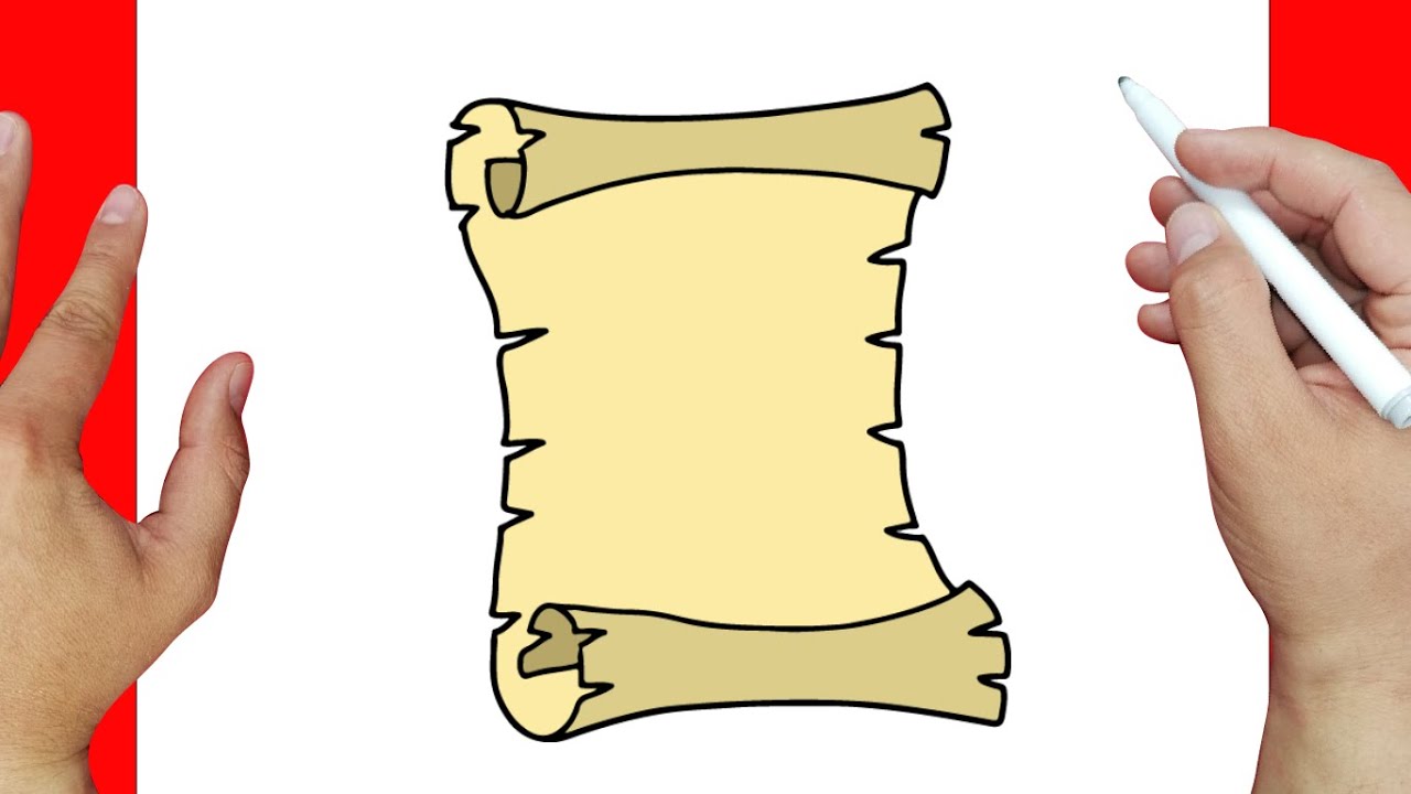 como dibujar un pergamino paso a paso | Dibujos fáciles
