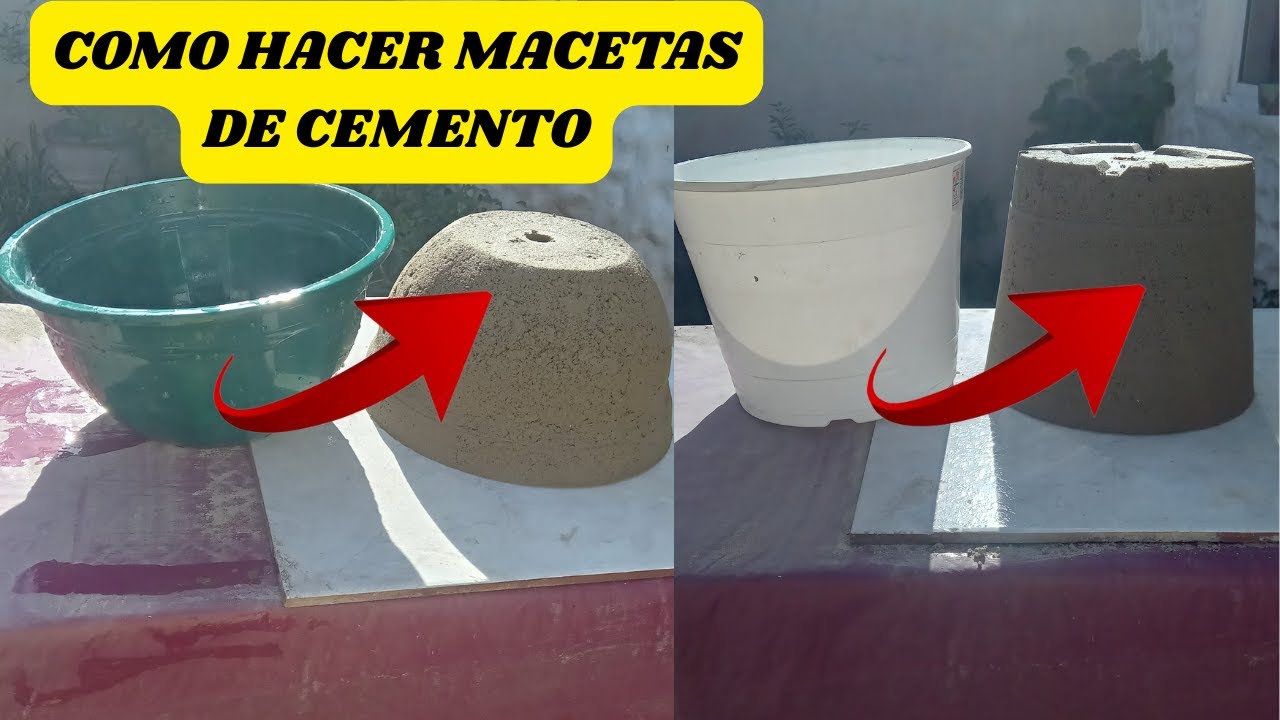 como hacer macetas de cemento con moldes de plastico