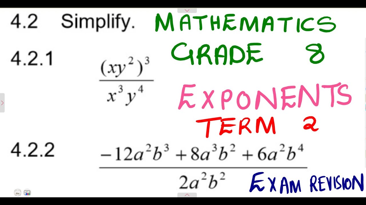 Mathematics Grade 8 Exponents Exam 4 @mathszoneafricanmotives  @mathwithlightone
