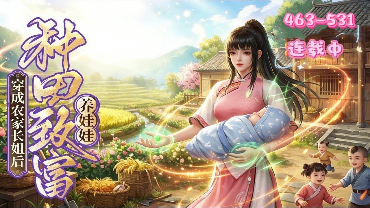💖《种田致富养娃娃》463~531💖宋今昭穿成农家大姐，父母双亡后，她拒绝亲戚的安排，独自抚养三个弟妹。凭借末世异能、医术和特种兵技能，她带领家人种田致富，还在权谋纷争中闯出一片天，弟妹们也成才&hellip;&hellip;