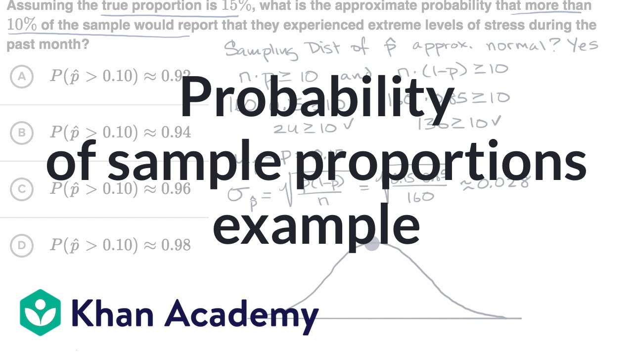 Probability of sample proportions example | Sampling distributions | AP Statistics | Khan Academy