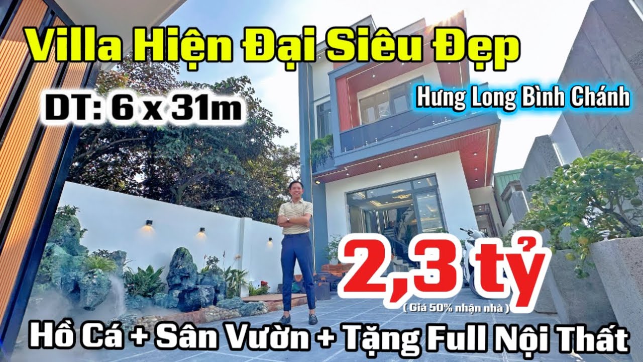 Tập 158💥 Villa nghỉ dưỡng gần Hưng Long Bình Chánh | 6x31m | Full nội thất | Đường nhựa 8m 