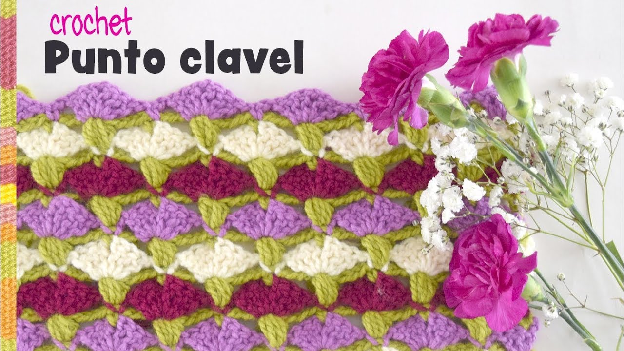 Punto flor de Clavel tejido a crochet / Tejiendo Perú