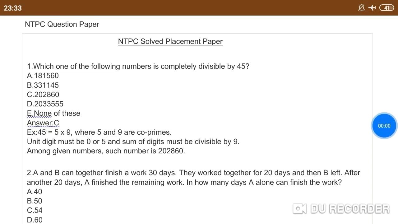 NTPC SOLVED NONTECH PREVIOUS YEAR QUESTION PAPER