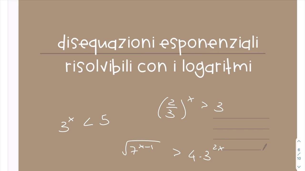 Disequazioni esponenziali risolvibili con i logaritmi