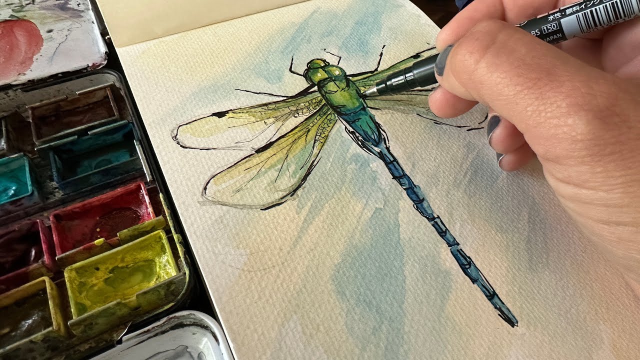 Dragonfly Ink and Wash: Watercolor Painting for Beginners
